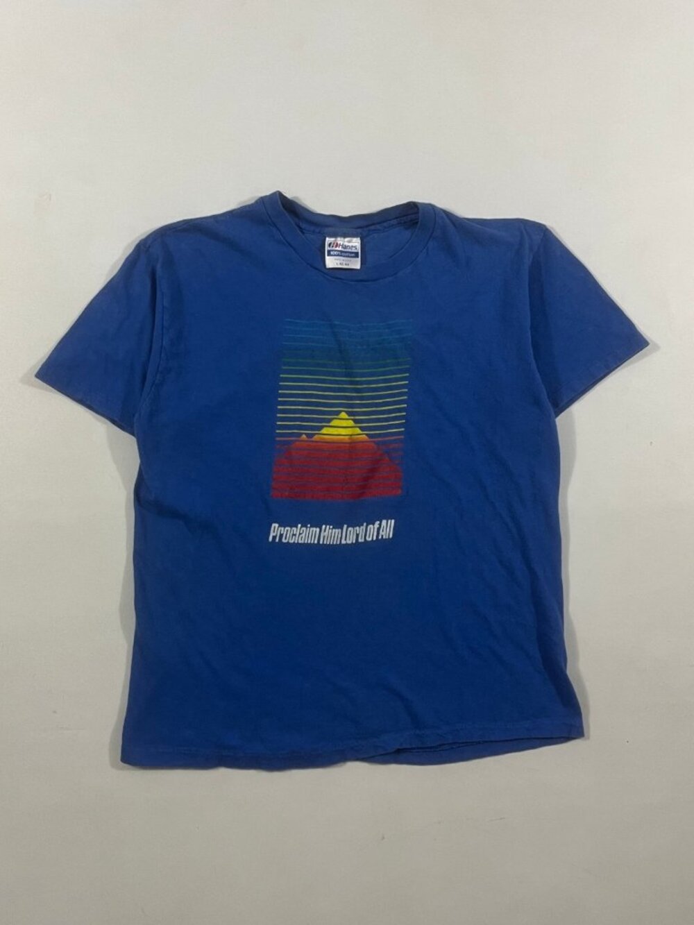 Vintage 90s Hanes "Proclaim Him Lord of All" Sunset Pyramid Christian Tee L